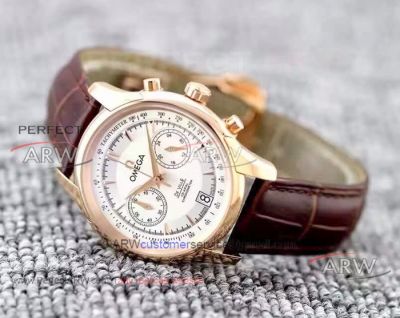 Perfect Replica Omega De Ville Rose Gold Chronograph Watches 41mm